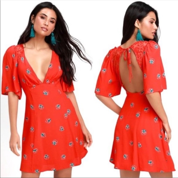 Free People Dresses & Skirts - FREE PEOPLE Mockingbird Mini Dress tie back floral
